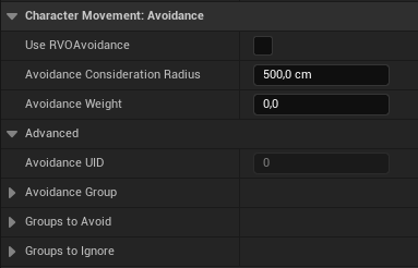 Character Movement: Avoidance - настройки Reciprocal Velocity Obstacles (RVO) Character Movement: Avoidance - настройки Reciprocal Velocity Obstacles (RVO)