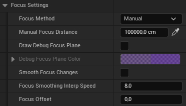 Настройки Focus Settings в Cine Camera Actor Настройки Focus Settings в Cine Camera Actor