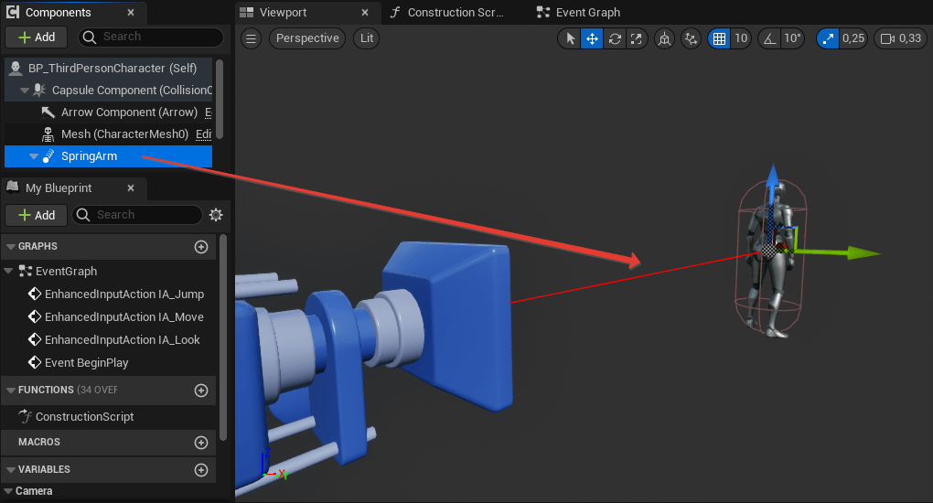 Spring Arm Component (компонент пружинного рычага) в Unreal Engine (UE5, UE4) Spring Arm Component (компонент пружинного рычага) в Unreal Engine (UE5, UE4)