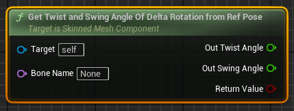 Blueprint-функция Get Twist And Swing Angle Of Delta Rotation From Ref Pose в Unreal Engine (UE5, UE4) Blueprint-функция Get Twist And Swing Angle Of Delta Rotation From Ref Pose в Unreal Engine (UE5, UE4)